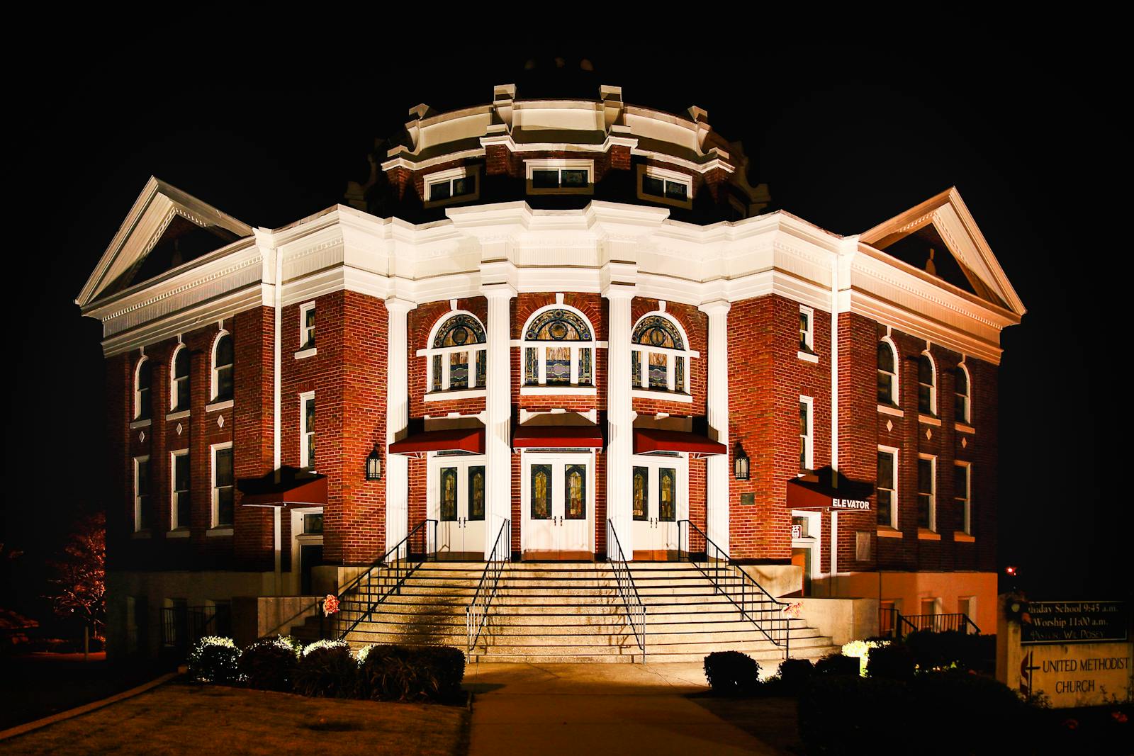 First United Methodist Church Building During Night